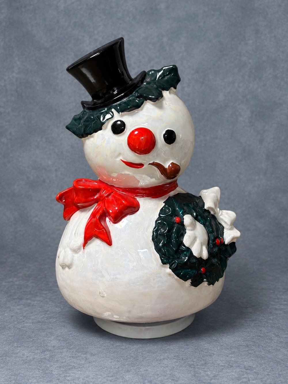 Vintage Berman & Anderson Japan Musical Snowman Christmas Figurine Pearlescent